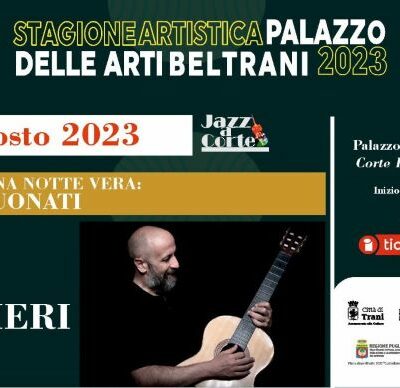 Loc. oriz. Joe Barbieri in concerto, tratto da una notte vera, Trenta anni suonati, 20 agosto @Palazzo delle Arti Beltrani-Trani